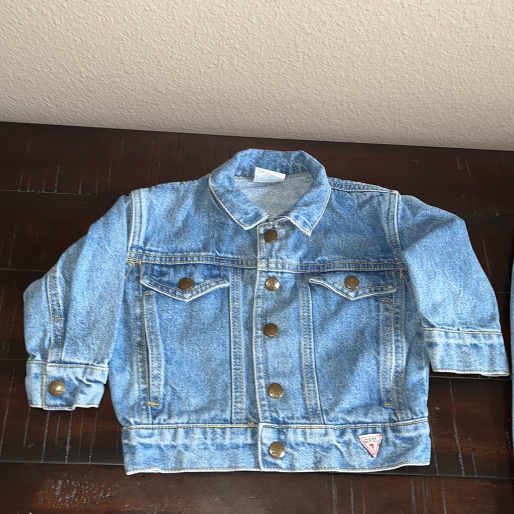 Vintage 80s 90s Guess Baby Boy Denim Jacket And Pants Set Size 6-12 Months